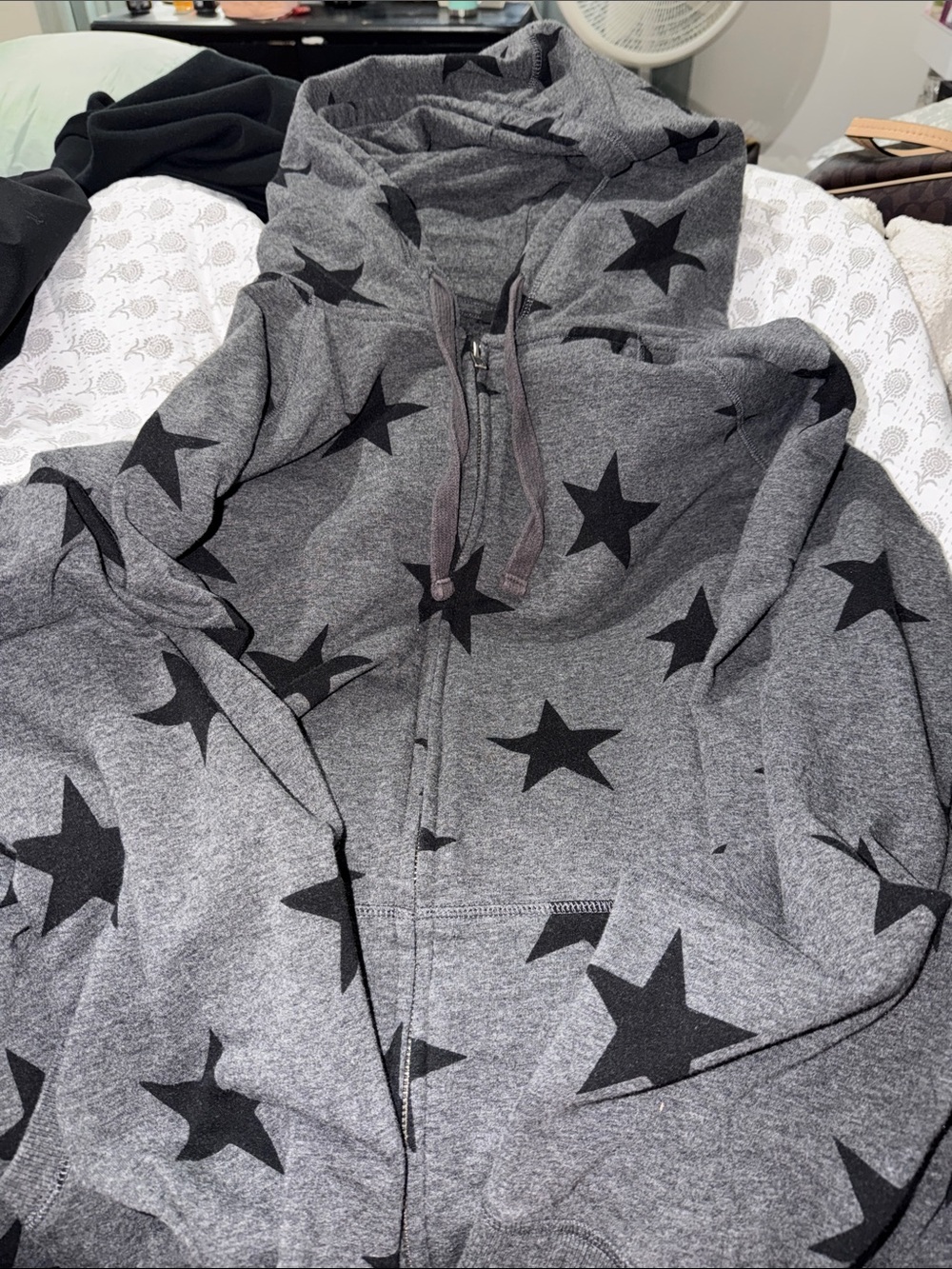 torrid Gray Star Print Zip-Up Hoodie